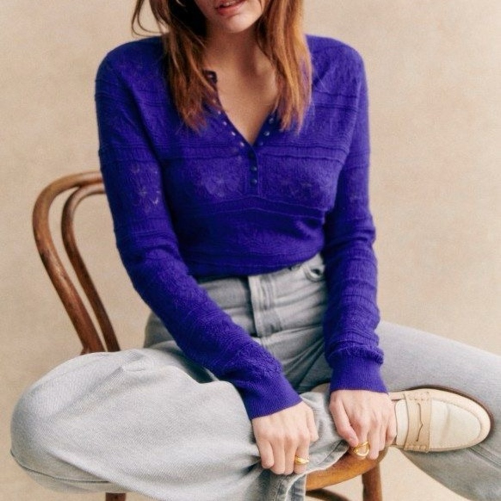 Sézane Lyna bright purple small sweater